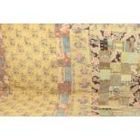 Mid 19th Century Patchwork Quilt, with a central patched square, alternating frames of solid