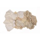Assorted Mainly 20th Century White Cotton Handkerchiefs with machine, hand made and embroidered lace