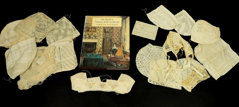 Collection of 19th Century White Cotton and Lace Baby Caps Belonging to the Norcliffe Family of