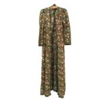 Early 20th Century Indian Floral Embroidered Full Length Robe, woven with flowers in blue, purple,