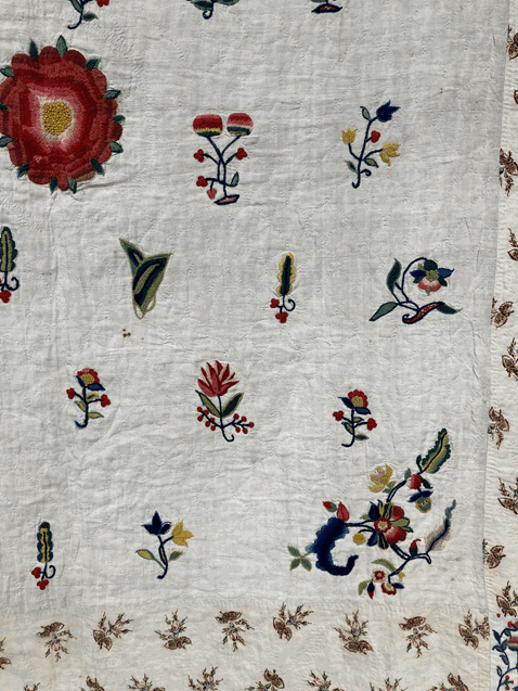 An Exceptional Early 19th Century Patchwork Quilt, with a central panel embroidered with fine wool - Image 70 of 80