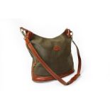 A Mulberry Green Scotch Grain Large Shoulder Bag/Overnight Bag, with brown leather trims and