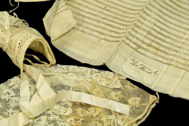 Collection of 19th Century White Cotton and Lace Baby Caps Belonging to the Norcliffe Family of - Image 2 of 3