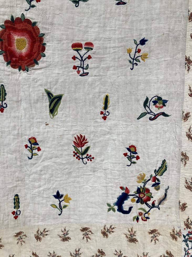 An Exceptional Early 19th Century Patchwork Quilt, with a central panel embroidered with fine wool - Image 43 of 80