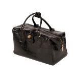 A Mulberry Black Crocodile Gladstone Style Travel Bag, with tartan cotton lining and zip