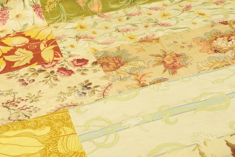 Art Nouveau Cotton Patchwork Bed Cover, incorporating large patches of stylised Art Nouveau floral - Image 2 of 3