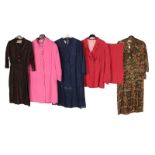 Circa 1950-60s Ladies' Suits and Coats, comprising a Rembrandt Original bronzed quilted dress, elbow