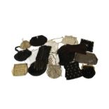 Assorted 20th Century Evening Bags and Gloves, comprising eight 1930s evening purses in silk