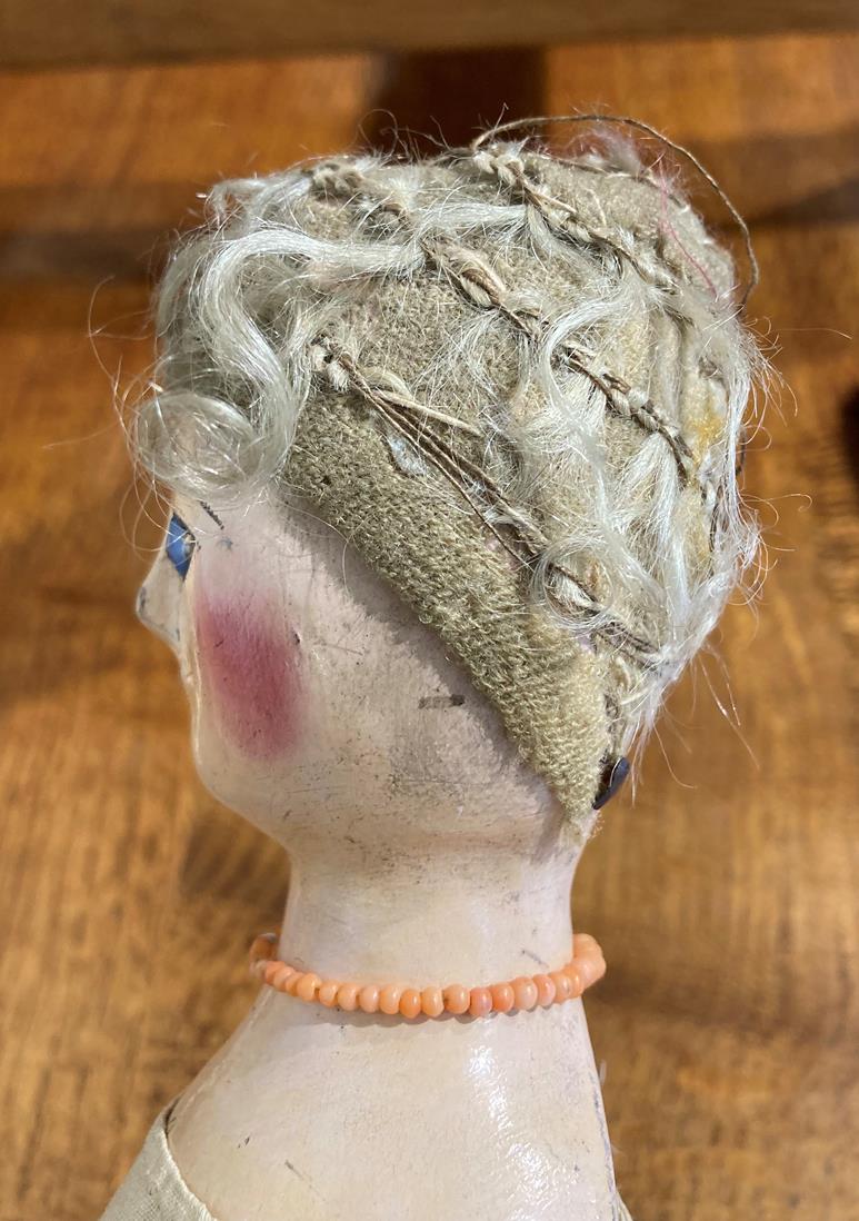 A Late 18th Century Queen Anne Type Doll, with a carved wooden head, blonde wig, wide carved eyes - Image 26 of 30