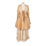 Circa 1970s Bill Gibb Evening Dress in the medieval style with square neckline, lace mounted bodice,