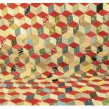 Late 19th Century Cotton Patchwork Quilt, comprising coloured printed patches in the tumbling