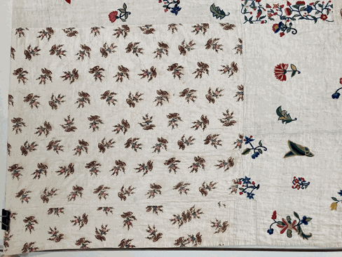 An Exceptional Early 19th Century Patchwork Quilt, with a central panel embroidered with fine wool - Image 3 of 80