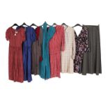 Circa 1970-80s Day and Evening Wear, five Vivien Smith dresses comprising two similar cotton dresses
