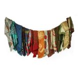 Assorted 20th Century Silk and Other Scarves, comprising a Bernard Nevill Liberty silk scarf, nine