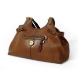 Mulberry Oak Darwin Leather Somerset Shoulder Bag, with leather straps to the sides, brass