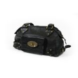 Mulberry Knightsbridge Black Darwin Leather Shoulder Bag, with postman's lock and brass fittings,