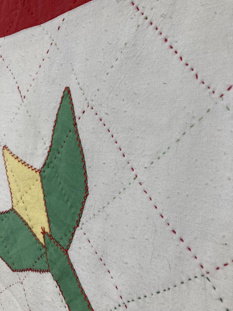 Late 19th Century/Early 20th Century Folk Art Quilt, with appliqued centre of crossed lilies - Image 8 of 15