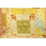 Art Nouveau Cotton Patchwork Bed Cover, incorporating large patches of stylised Art Nouveau floral