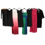 Circa 1960s and Later Evening Wear, comprising a black velvet two piece labelled 'Alice Edwards,