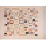 19th Century Patchwork Cover, appliqued with large printed cotton patchworks within a gridwork of