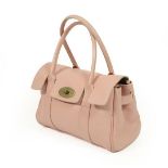 Mulberry Blush Pink Leather Hand Bag, with a postman's lock to the front, two carrying handles,