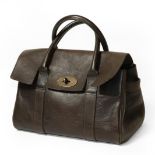 Mulberry Ledbury Chocolate Brown Darwin Leather Handbag, with postman's lock and fittings in
