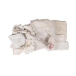 Assorted White Linen and Damask Table Linen, embroidered linens, white aprons, cotton