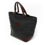 Mulberry Black Scotchgrain and Chocolate Brown Leather Tote Bag, with brass fittings, leather