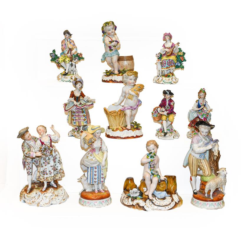 A collection of mainly 19th century Continental porcelain figures, to include a pair of Samson