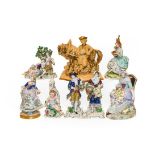 A collection of mainly 19th century Continental porcelain figures to include Samson figures after