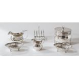 A collection of assorted silver, comprising: a George III silver cream-jug; a George V silver