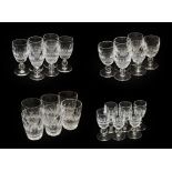 Twenty four Waterford crystal 'Colleen' pattern glasses, whisky, sherry, port and liqueur (one