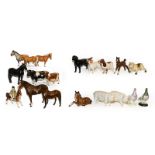 Beswick including Fell pony, Exmoor pony, girl on pony (a.f.), boar and sow, cattle, other horses,