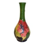 A Moorcroft Hibiscus pattern vase with painted and impressed marks