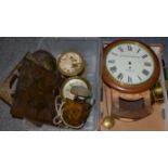 An oak drop dial wall time piece, 12'' painted dial inscribed Murgatroyd & Horsfall, Halifax, single