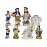 A collection of mainly 19th century Continental porcelain figures to include Meissen and Chelsea