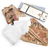 Assorted white table and bed linen, including drawn thread work, pina cloth, two sets of Egyptian