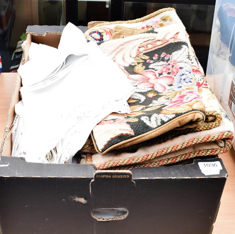 Assorted white table and bed linen, including drawn thread work, pina cloth, two sets of Egyptian - Image 2 of 2