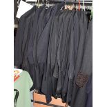 A quantity of gents dinner and morning suit jackets and trousers, accessories including white