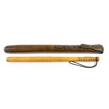 An Early 20th Century Mounted Police Baton, of plain undecorated form, in light stained oak, with