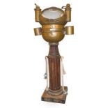 A Mid-19th Century Ship's Brass Binnacle Compass by H Hughes & Son, London, with gimbal, mounted