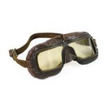 A Pair of Second World War RAF Mk.III Flying Goggles, Battle of Britain period, the brass frames