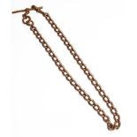 An Albert chain, each link stamped '9' and '.375', length 35.5cm, with attached 9 carat gold T-bar .