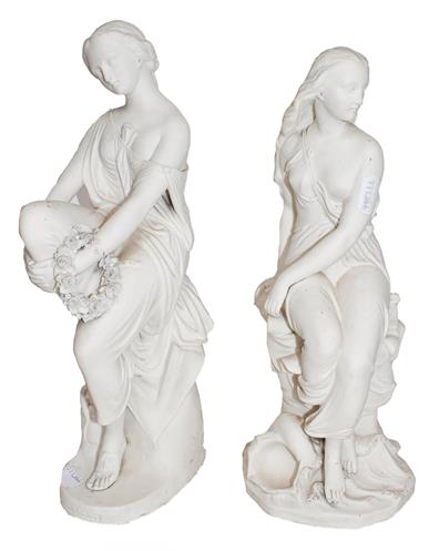 Two Victorian Minton Parian figures by John Bell, each formed as a seated maiden, one titled ''