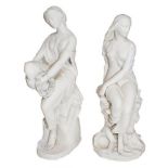 Two Victorian Minton Parian figures by John Bell, each formed as a seated maiden, one titled ''