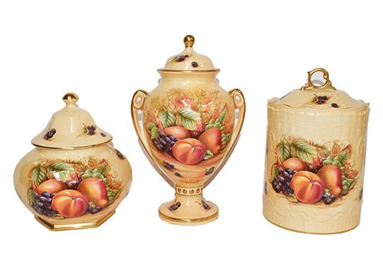 Three pieces of Aynsley Orchard Gold china