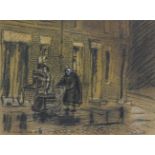 Brian Nolan (b.1931) ''The Evacuees- Hulme'' Signed, inscribed and dated 1963, pastel, 21cm by 27.