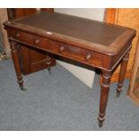 A Victorian walnut writing desk with leather inset, 99cm by 52cm by 74cm