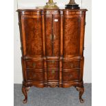 An early 20th century walnut side cabinet, 81cm by 45cm by 126cm