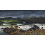 Adam Robson (1928-2007) Scottish ''Squall on the Firth'' Signed and dated 1970, oil on board, 20cm